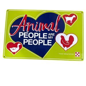 Metal Sign Animal People Hearts Love Chicken  Duck Goat Homestead Farm Decor